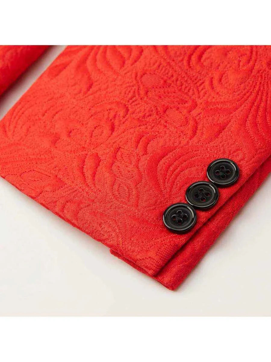 Dreiteiliger Herrenanzug mit floral gemustertem Blazer, Weste und Hose-3